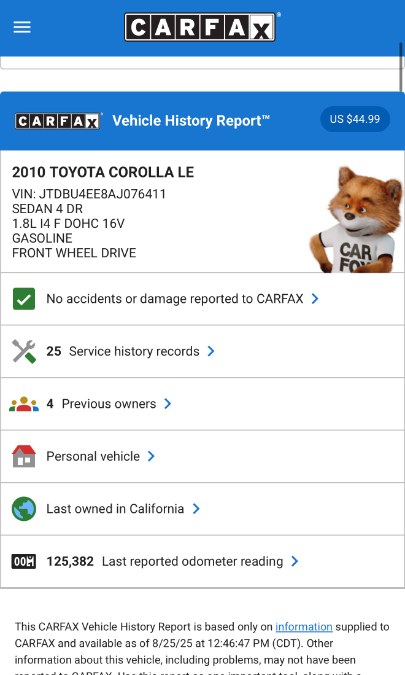 2010 Toyota Corolla LE 4dr Sdn Auto (APPLE CAR PLAY) (BLUETOOTH), available for sale in Riverside, California | Big Timin Motors LLC. Riverside, California 2010 Toyota Corolla LE 4dr Sdn Auto (APPLE CAR PLAY) (BLUETOOTH), available for sale in Riverside, California | Big Timin Motors LLC. Riverside, California