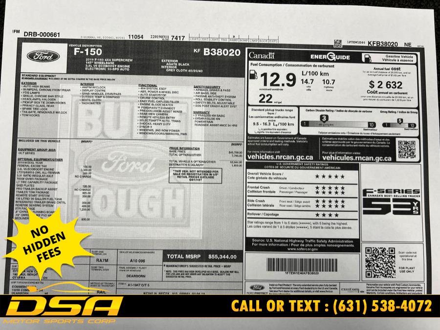 2019 Ford F-150 XLT 4WD SuperCrew 5.5'' Box, available for sale in Commack, New York | DSA Motor Sports Corp. Commack, New York 2019 Ford F-150 XLT 4WD SuperCrew 5.5'' Box, available for sale in Commack, New York | DSA Motor Sports Corp. Commack, New York