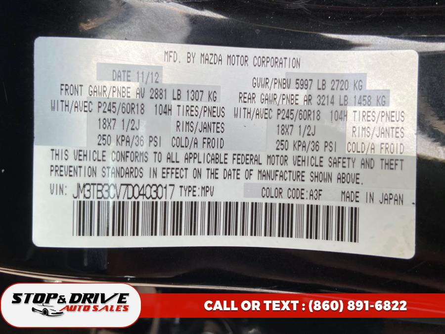 2013 Mazda CX-9 AWD 4dr Touring, available for sale in East Windsor, Connecticut | Stop & Drive Auto Sales. East Windsor, Connecticut 2013 Mazda CX-9 AWD 4dr Touring, available for sale in East Windsor, Connecticut | Stop & Drive Auto Sales. East Windsor, Connecticut