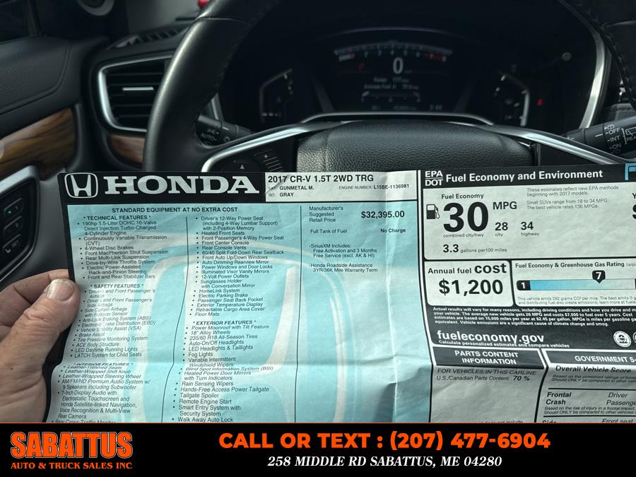 2017 Honda CR-V Touring 2WD, available for sale in Sabattus, Maine | Sabattus Auto and Truck Sales Inc. Sabattus, Maine 2017 Honda CR-V Touring 2WD, available for sale in Sabattus, Maine | Sabattus Auto and Truck Sales Inc. Sabattus, Maine