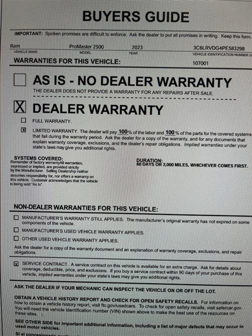 2023 Ram Promaster 2500 High Roof, available for sale in Maple Shade, New Jersey | Car Revolution. Maple Shade, New Jersey 2023 Ram Promaster 2500 High Roof, available for sale in Maple Shade, New Jersey | Car Revolution. Maple Shade, New Jersey