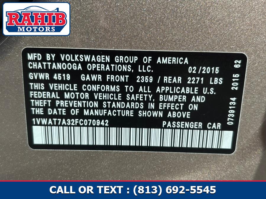 2015 Volkswagen Passat 4dr Sdn 1.8T Auto Wolfsburg Ed PZEV *Ltd Avail*, available for sale in Orlando, Florida | Rahib inc. Orlando, Florida 2015 Volkswagen Passat 4dr Sdn 1.8T Auto Wolfsburg Ed PZEV *Ltd Avail*, available for sale in Orlando, Florida | Rahib inc. Orlando, Florida