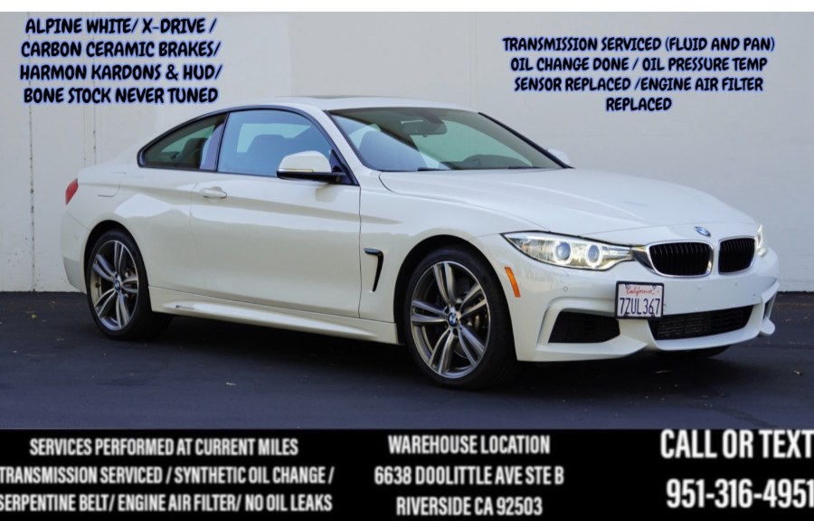 2014 F32 BMW N55 435i MSPORT X-DRIVE AWD/ ALPINE WHITE/ CARBON CERAMIC BRAKES + MORE, available for sale in Riverside, California | Big Timin Motors LLC. Riverside, California 2014 F32 BMW N55 435i MSPORT X-DRIVE AWD/ ALPINE WHITE/ CARBON CERAMIC BRAKES + MORE, available for sale in Riverside, California | Big Timin Motors LLC. Riverside, California