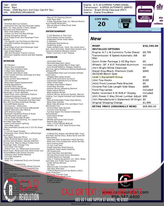 2024 Ram 2500 Big Horn 4X4 CREW CAB 6'4'' BOX, available for sale in Avenel, New Jersey | Car Revolution. Avenel, New Jersey 2024 Ram 2500 Big Horn 4X4 CREW CAB 6'4'' BOX, available for sale in Avenel, New Jersey | Car Revolution. Avenel, New Jersey