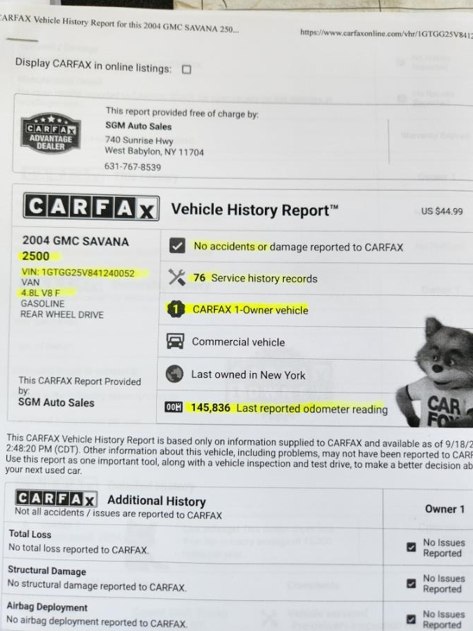 2004 GMC Savana Cargo Van 2500 135" WB RWD, available for sale in West Babylon, New York | SGM Auto Sales. West Babylon, New York 2004 GMC Savana Cargo Van 2500 135" WB RWD, available for sale in West Babylon, New York | SGM Auto Sales. West Babylon, New York