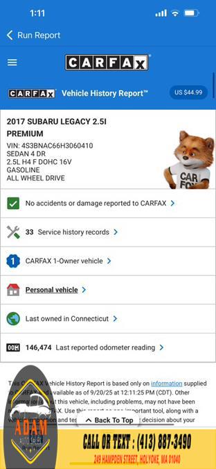 2017 Subaru Legacy 2.5i Premium, available for sale in Holyoke, Massachusetts | Adam Auto Sales. Holyoke, Massachusetts 2017 Subaru Legacy 2.5i Premium, available for sale in Holyoke, Massachusetts | Adam Auto Sales. Holyoke, Massachusetts