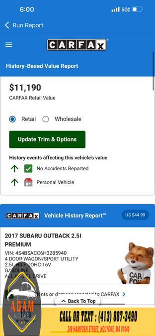 2017 Subaru Outback 2.5i Premium, available for sale in Holyoke, Massachusetts | Adam Auto Sales. Holyoke, Massachusetts 2017 Subaru Outback 2.5i Premium, available for sale in Holyoke, Massachusetts | Adam Auto Sales. Holyoke, Massachusetts