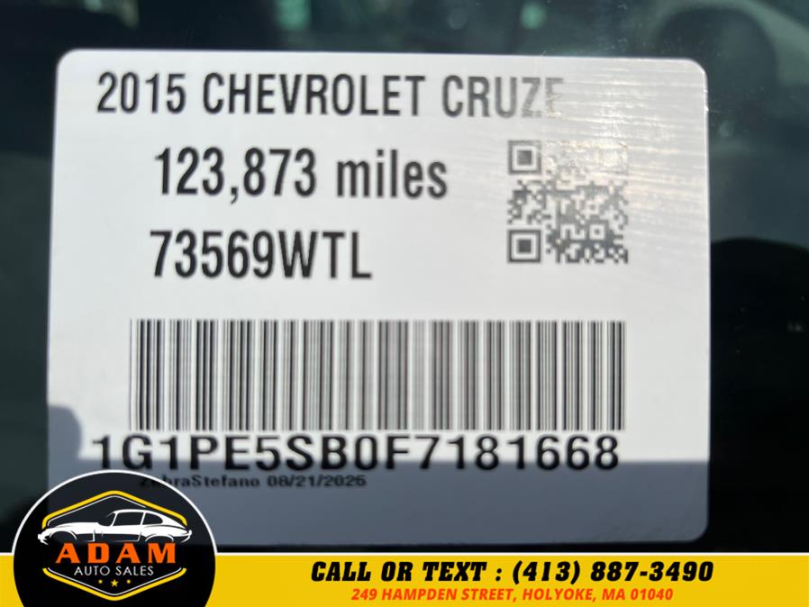 2015 Chevrolet Cruze 4dr Sdn Auto 2LT, available for sale in Holyoke, Massachusetts | Adam Auto Sales. Holyoke, Massachusetts 2015 Chevrolet Cruze 4dr Sdn Auto 2LT, available for sale in Holyoke, Massachusetts | Adam Auto Sales. Holyoke, Massachusetts