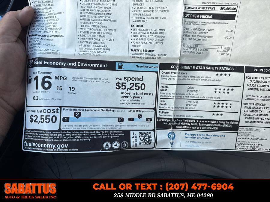 2021 Chevrolet Suburban 4WD 4dr LT, available for sale in Sabattus, Maine | Sabattus Auto and Truck Sales Inc. Sabattus, Maine 2021 Chevrolet Suburban 4WD 4dr LT, available for sale in Sabattus, Maine | Sabattus Auto and Truck Sales Inc. Sabattus, Maine