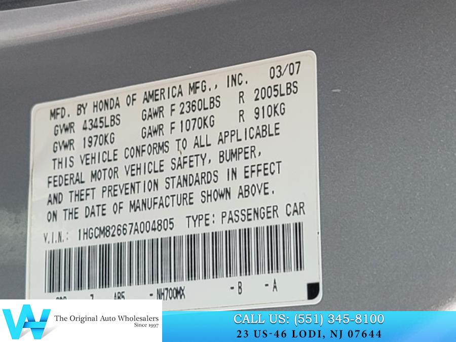 2007 Honda Accord Cpe 2dr V6 AT EX-L, available for sale in Lodi, New Jersey | AW Auto & Truck Wholesalers, Inc. Lodi, New Jersey 2007 Honda Accord Cpe 2dr V6 AT EX-L, available for sale in Lodi, New Jersey | AW Auto & Truck Wholesalers, Inc. Lodi, New Jersey