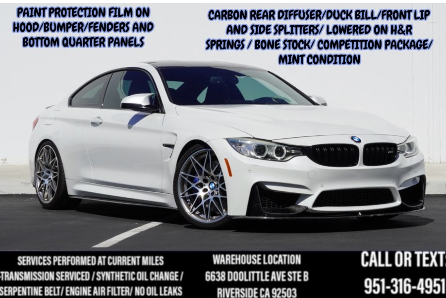 2017 F82 BMW S55 M4 COMPETITION MINERAL WHITE (HIGH WINDOW STICKER) HR SPRINGS/PPF, available for sale in Riverside, California | Big Timin Motors LLC. Riverside, California