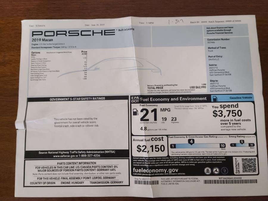 2019 Porsche Macan AWD, available for sale in Milford, Connecticut | Chip's Auto Sales Inc. Milford, Connecticut 2019 Porsche Macan AWD, available for sale in Milford, Connecticut | Chip's Auto Sales Inc. Milford, Connecticut