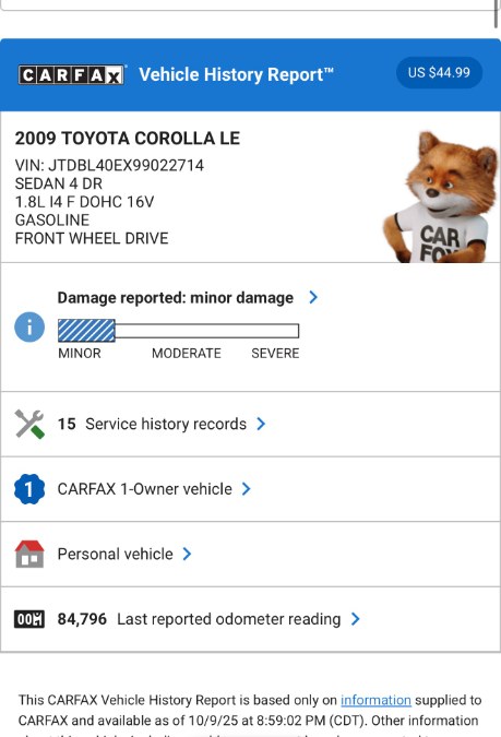 2009 Toyota Corolla LE (ONE OWNER) 4dr Sdn Auto, available for sale in Riverside, California | Big Timin Motors LLC. Riverside, California 2009 Toyota Corolla LE (ONE OWNER) 4dr Sdn Auto, available for sale in Riverside, California | Big Timin Motors LLC. Riverside, California