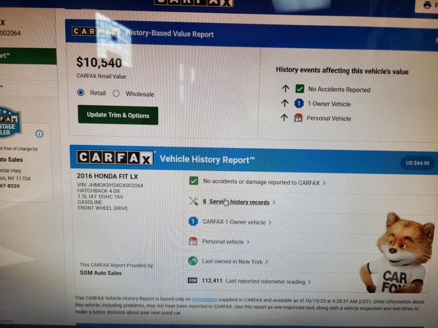2016 Honda Fit 5dr HB CVT LX, available for sale in West Babylon, New York | SGM Auto Sales. West Babylon, New York 2016 Honda Fit 5dr HB CVT LX, available for sale in West Babylon, New York | SGM Auto Sales. West Babylon, New York