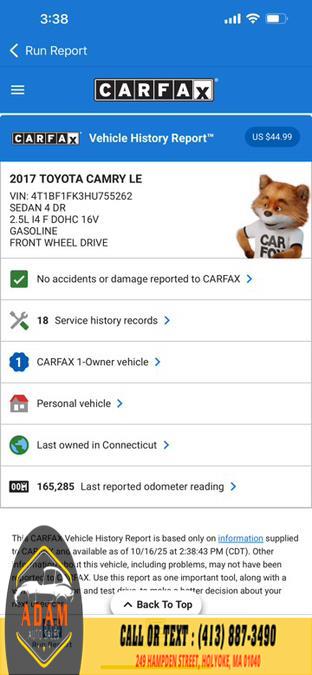 2017 Toyota Camry LE Automatic (Natl), available for sale in Holyoke, Massachusetts | Adam Auto Sales. Holyoke, Massachusetts 2017 Toyota Camry LE Automatic (Natl), available for sale in Holyoke, Massachusetts | Adam Auto Sales. Holyoke, Massachusetts