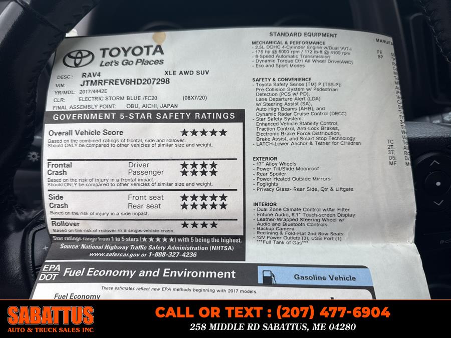 2017 Toyota RAV4 XLE AWD (Natl), available for sale in Sabattus, Maine | Sabattus Auto and Truck Sales Inc. Sabattus, Maine 2017 Toyota RAV4 XLE AWD (Natl), available for sale in Sabattus, Maine | Sabattus Auto and Truck Sales Inc. Sabattus, Maine