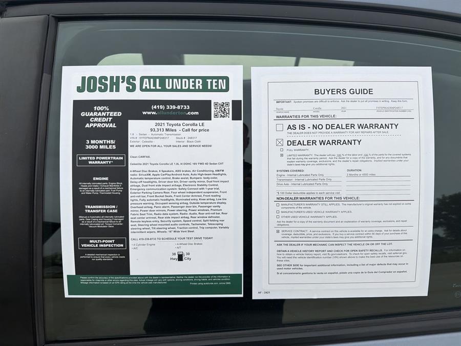 2021 Toyota Corolla LE, available for sale in Elida, Ohio | Josh's All Under Ten LLC. Elida, Ohio 2021 Toyota Corolla LE, available for sale in Elida, Ohio | Josh's All Under Ten LLC. Elida, Ohio