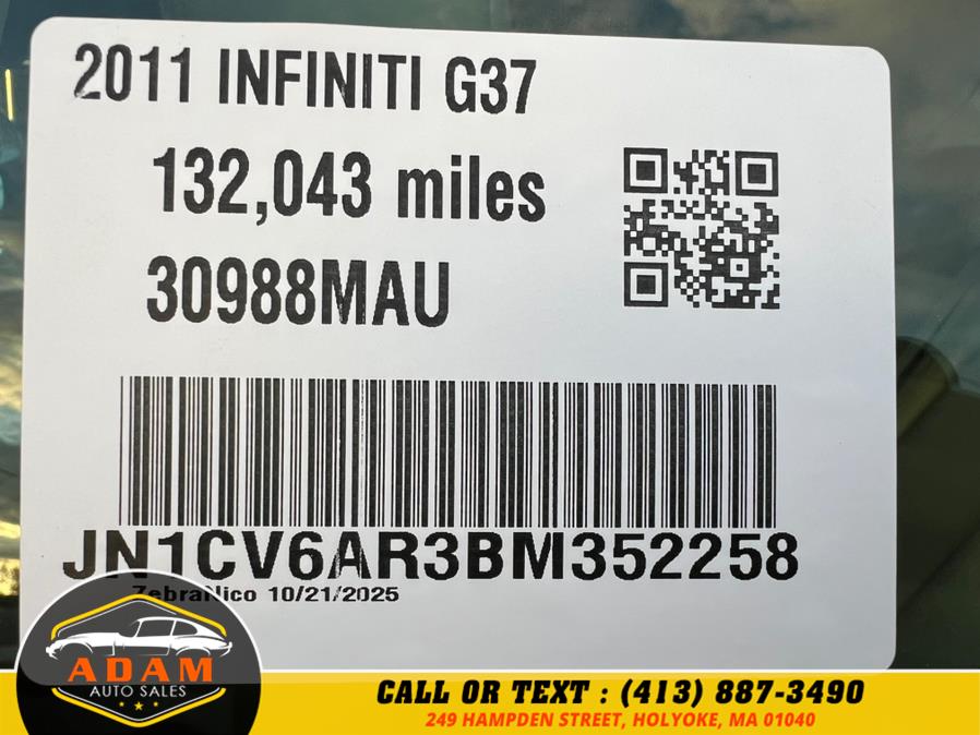 2011 Infiniti G37 Sedan 4dr x AWD, available for sale in Holyoke, Massachusetts | Adam Auto Sales. Holyoke, Massachusetts 2011 Infiniti G37 Sedan 4dr x AWD, available for sale in Holyoke, Massachusetts | Adam Auto Sales. Holyoke, Massachusetts
