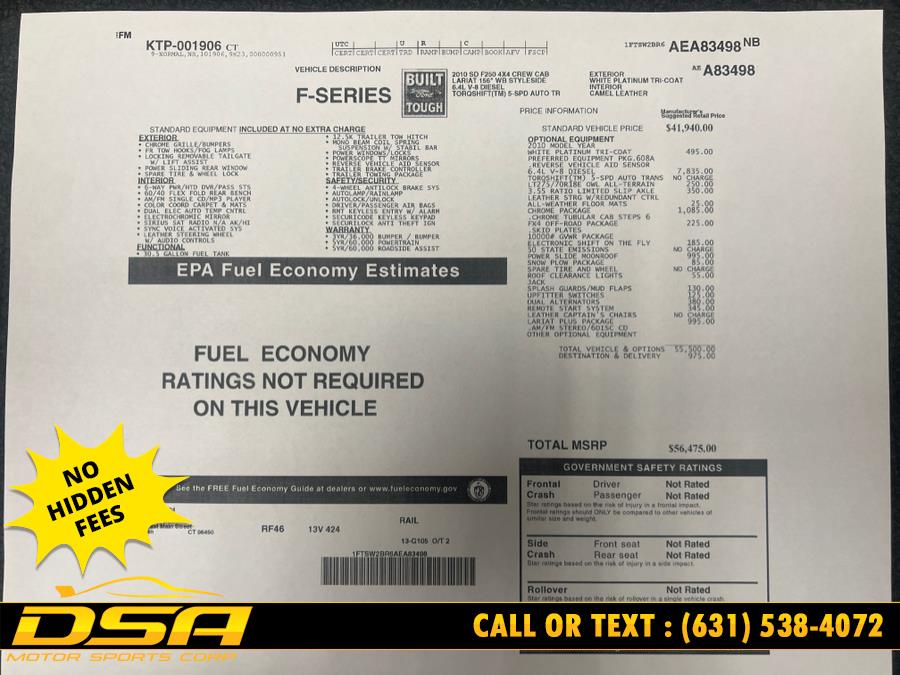 2010 Ford Super Duty F-250 SRW 4WD Crew Cab 156" Lariat, available for sale in Commack, New York | DSA Motor Sports Corp. Commack, New York 2010 Ford Super Duty F-250 SRW 4WD Crew Cab 156" Lariat, available for sale in Commack, New York | DSA Motor Sports Corp. Commack, New York