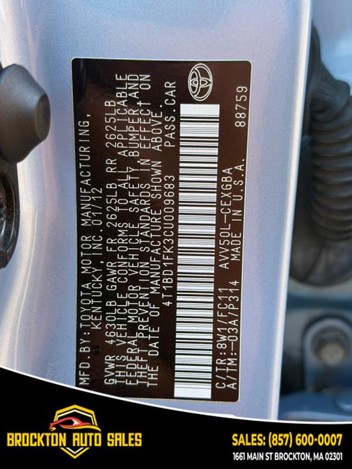 2012 Toyota Camry Hybrid 4dr Sdn XLE (Natl), available for sale in BROCKTON, Massachusetts | Brockton Auto Sales Inc. BROCKTON, Massachusetts 2012 Toyota Camry Hybrid 4dr Sdn XLE (Natl), available for sale in BROCKTON, Massachusetts | Brockton Auto Sales Inc. BROCKTON, Massachusetts