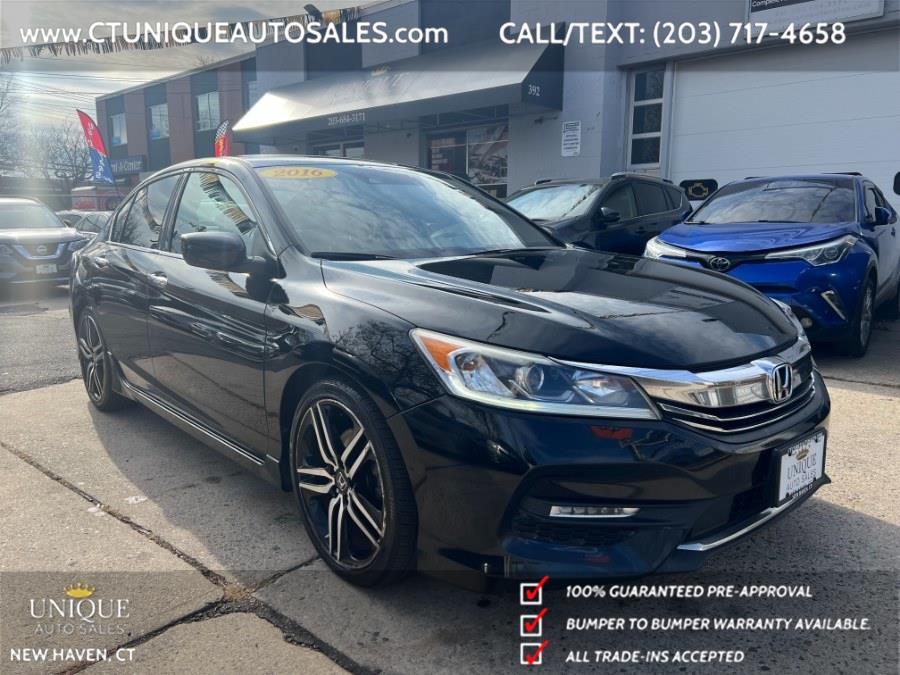 2016 Honda Accord Sedan 4dr I4 CVT Sport w/Honda Sensing, available for sale in New Haven, Connecticut | Unique Auto Sales LLC. New Haven, Connecticut