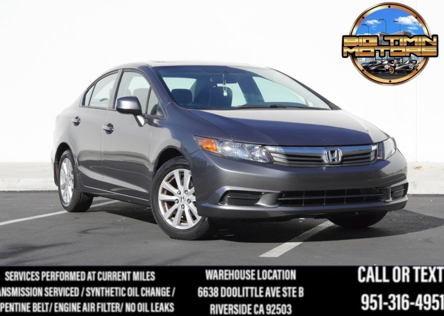 2012 Honda Civic Sdn EX (ONE OWNER) EX BLUETOOTH AND SUNROOF, available for sale in Riverside, California | Big Timin Motors LLC. Riverside, California
