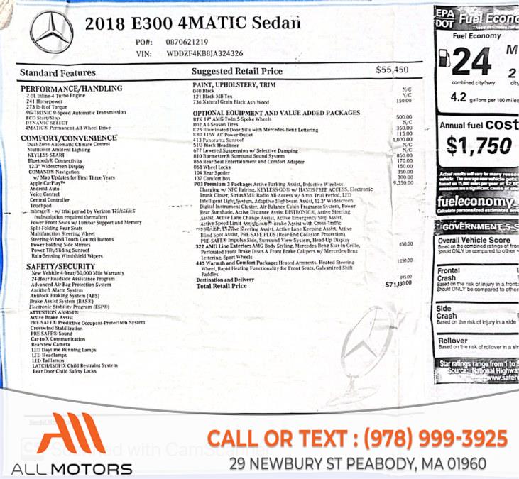 Used 2018 Mercedes-Benz E-Class in Peabody, Massachusetts | All Motors. Peabody, Massachusetts