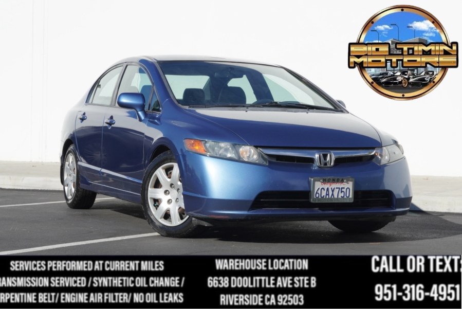 2008 Honda Civic Sdn LX 5 SPEED TRANSMISSION, available for sale in Riverside, California | Big Timin Motors LLC. Riverside, California
